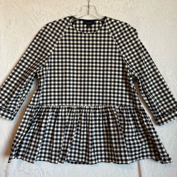 Victoria Beckham Gingham Peplum Top Size XS - Picture 2 of 16